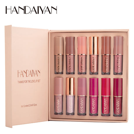 HANDAIYAN 12 Color Lip Gloss Set Liquid Lipstick Set Matte Pearlescent Non-Stick Cup Lip Gloss - V.I.P Digital Presence