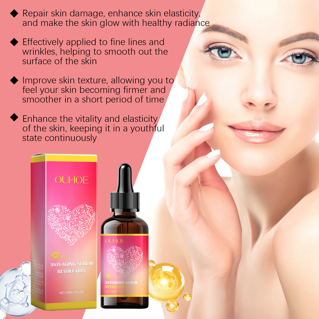 Facial Repair Essence Moisturizes, Hydrates, Brighens, Improves Fine Lines, Lubricates And Refines Skin