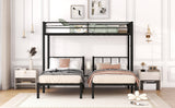 Twin over Twin & Twin Bunk Beds for 3, Twin XL over Twin & Twin Bunk Bed Metal Triple Bunk Bed, Black - V.I.P Digital Presence