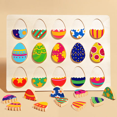 Children's Fun Puzzle Easter Egg Color Shape Matching Color Pattern Cognitive Early Education Thinking Logic Wooden Toys - V.I.P Digital Presence