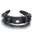 Fashionable retro golden velvet hair hoop with super sparkling color rhinestone sponge head hoop - V.I.P Digital Presence