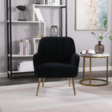 Modern Mid Century Chair velvet Sherpa Armchair for Living Room Bedroom Office Easy Assemble(NAVY) - V.I.P Digital Presence