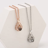 Waterdrop shaped fashion projection necklace with 100 languages. I love you. Color photos, customized lover accessories - V.I.P Digital Presence