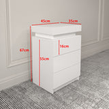 LED White Nightstand With 3 Drawers, Modern Multi-Colour LED Night Table Bedside Tables for Bedroom, Living Room - V.I.P Digital Presence