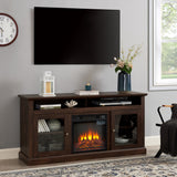 Contemporary TV Media Stand Modern Entertainment Console with 18" Fireplace Insert for TV Up to 65" with Open - V.I.P Digital Presence