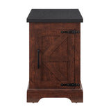 Farmhouse tea table bedside table rectangular farmhouse tea table with barn door and adjustable storage rack OAK - V.I.P Digital Presence