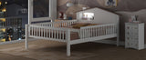 Full Size Wood Platform Bed with House-shaped Headboard, LED and Built-in Storage, White - V.I.P Digital Presence