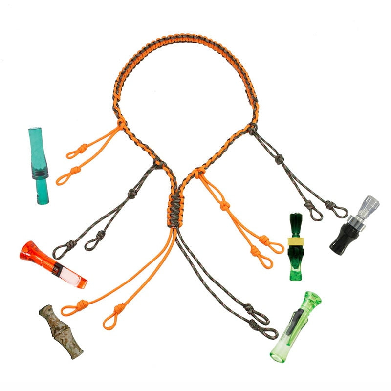 Hunting Decoy Rope Hunting Duck Call Lanyard Cord Hunter Game Whistle Lanyard Hunting Decoy Rope with 12 Adjustable Loops Rings - V.I.P Digital Presence