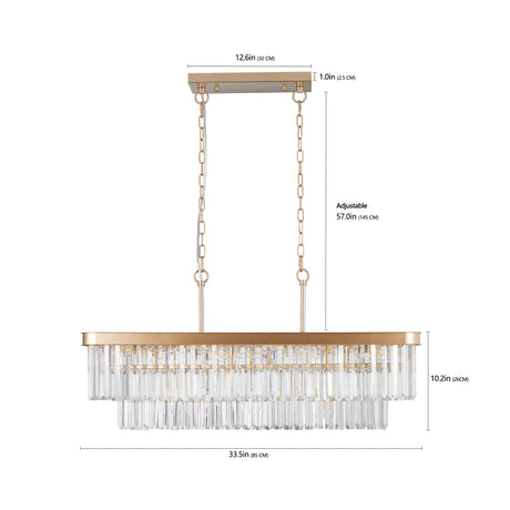 Chandeliers,Rectangular Crystal Chandelier Adjustable,E12 Modern Industrial Crystal Lights (Bulb Not Included) - V.I.P Digital Presence