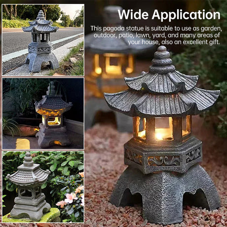 Solar-Powered Zen Garden Decor: Pagoda Lanterns & Statues - V.I.P Digital Presence
