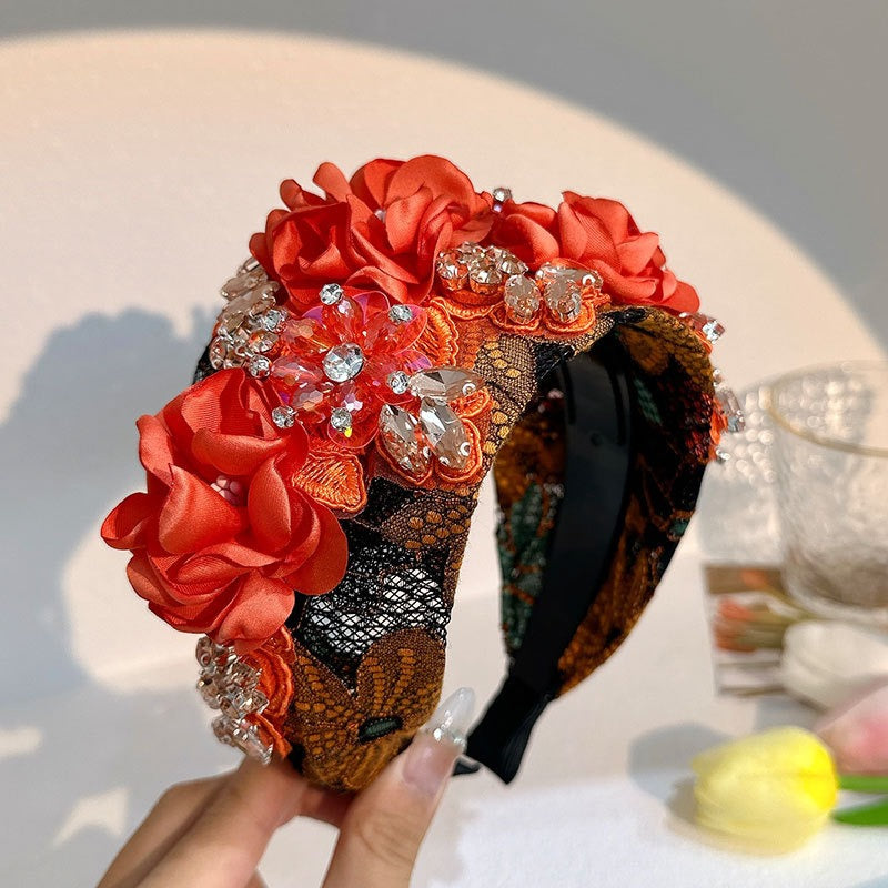 Handmade fabric flower fashion inlaid water drill bit hoop - V.I.P Digital Presence