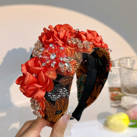 Handmade fabric flower fashion inlaid water drill bit hoop - V.I.P Digital Presence