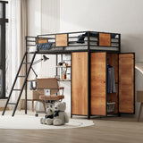 Twin Size Loft bed with L-shape Desk and Wardrobe, Black - V.I.P Digital Presence