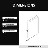 24x36 inch aluminum frame round rectangular bathroom wall mirror, matte black rust proof, tempered glass mirror - V.I.P Digital Presence