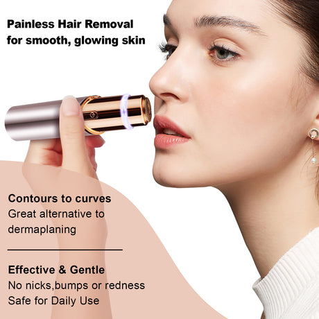 Rechargeable Eyebrow and Facial Hair Remover for Women 2 in 1 Razor with Built-in LED Light for Painless Hair Removal - V.I.P Digital Presence