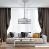 Modern crystal drum pendant light, 6-light pendant light, with silver metal frame (excluding light bulb) - V.I.P Digital Presence