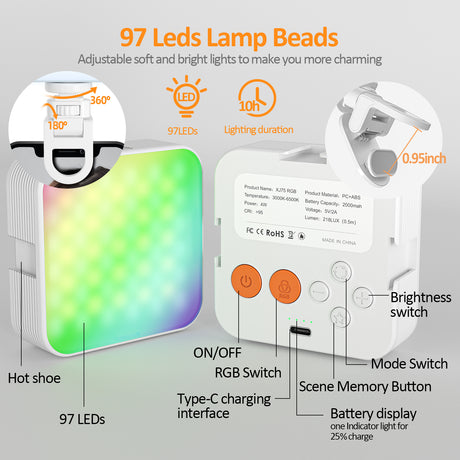 Camera pocket light atmosphere mini RGB mobile phone fill light live VLOG video conference photography light - V.I.P Digital Presence