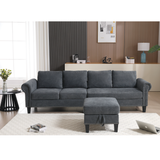 Convertible Sectional Sofa with Storage,L-shaped sofa Modern Linen Fabric Sectional Couches for Living Room,Gray - V.I.P Digital Presence