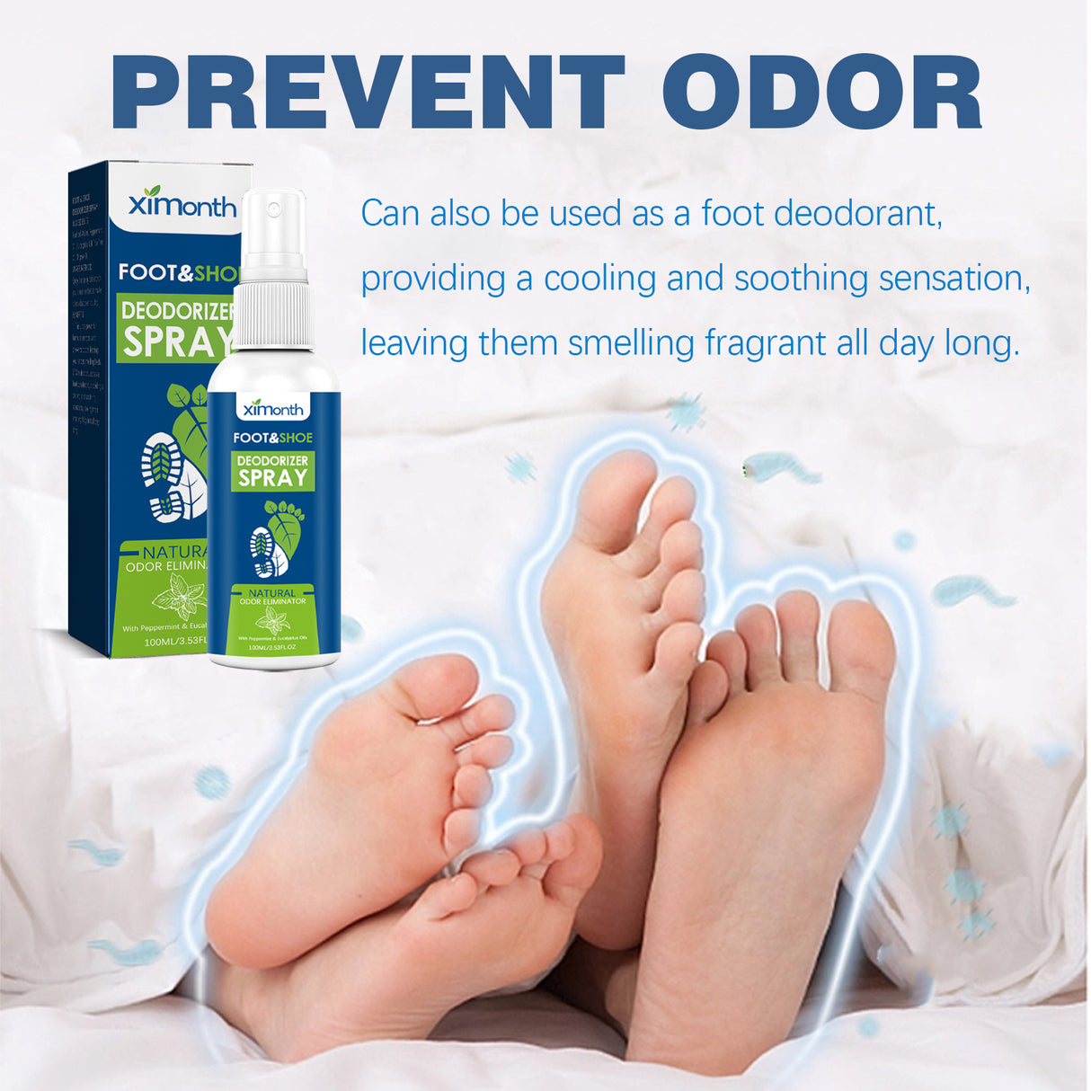 Foot Deodorant Reliever Sweat, Odor, Itchy, Dry Foot Deodorant Treatment Spray