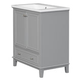 30inchgrey Bathroom Vanity with Sink ComboMulti-functional Bathroom Cabinet with Doors and Drawer Solid Frame and MDF Board - V.I.P Digital Presence