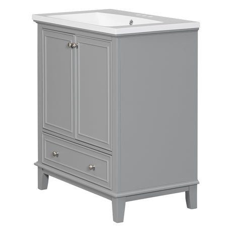 30inchgrey Bathroom Vanity with Sink ComboMulti-functional Bathroom Cabinet with Doors and Drawer Solid Frame and MDF Board - V.I.P Digital Presence