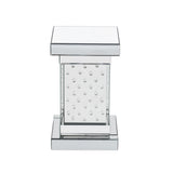 U-Can 11.8-inch silver square mirror coffee table with LED lights, modern crystal inlaid side table, no assembly required - V.I.P Digital Presence