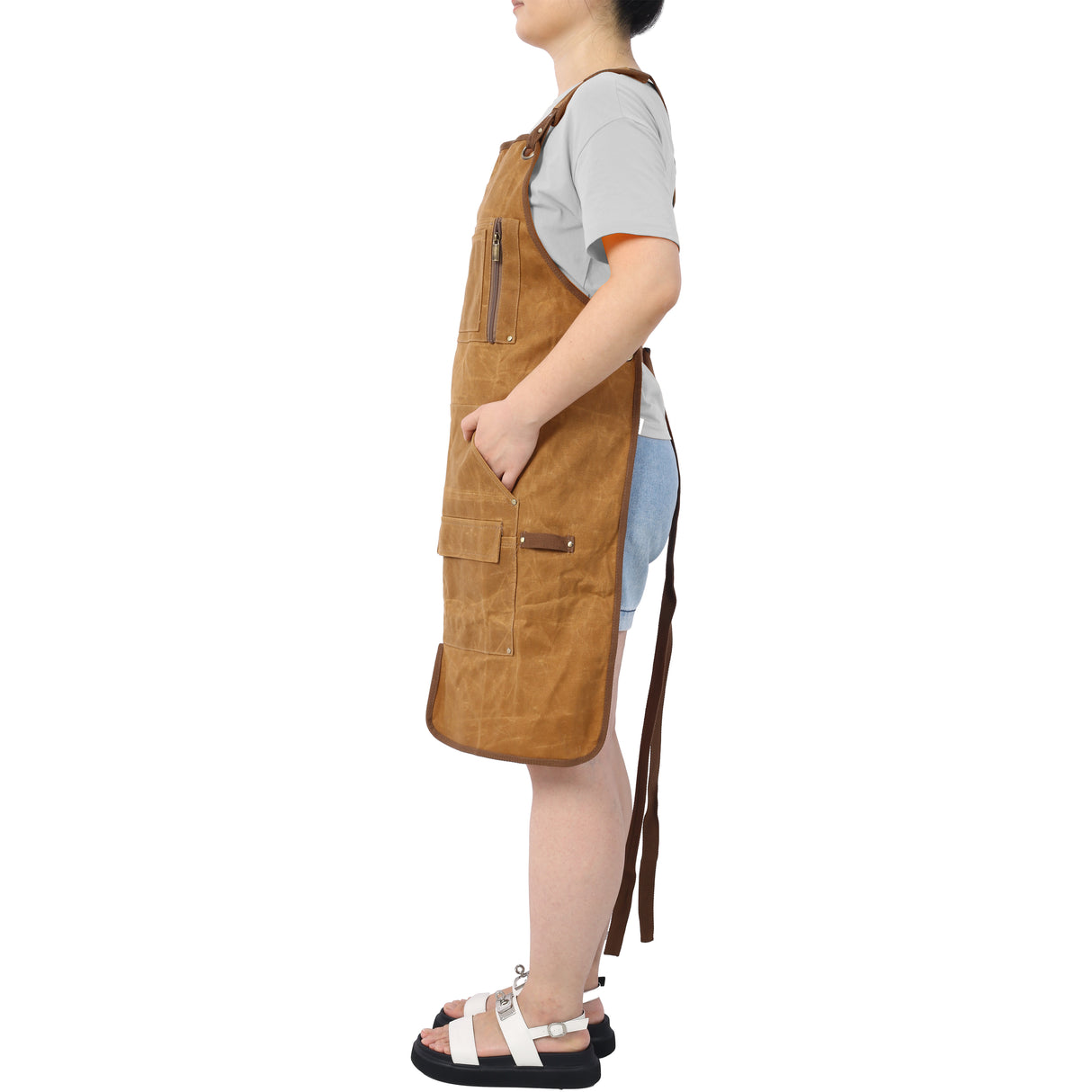 Long heavy-duty waxed canvas tool apron, carpenter apron, carpenter apron, carpenter waterproof 18 ounces - V.I.P Digital Presence