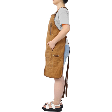 Long heavy-duty waxed canvas tool apron, carpenter apron, carpenter apron, carpenter waterproof 18 ounces - V.I.P Digital Presence