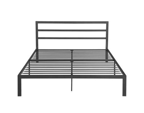 Queen Size Metal Bed Frame with Headboard Charcoal Grey - V.I.P Digital Presence