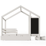 Full House Bed with Blackboard and Drawers Two assembly options White - V.I.P Digital Presence