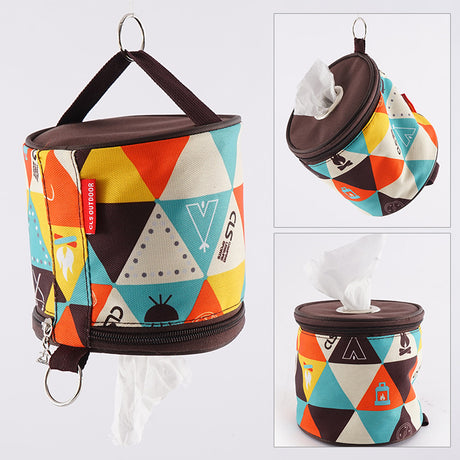 Outdoor camping folding ethnic style paper box storage bag car roll paper tissue box small cloth bag storage bag - V.I.P Digital Presence