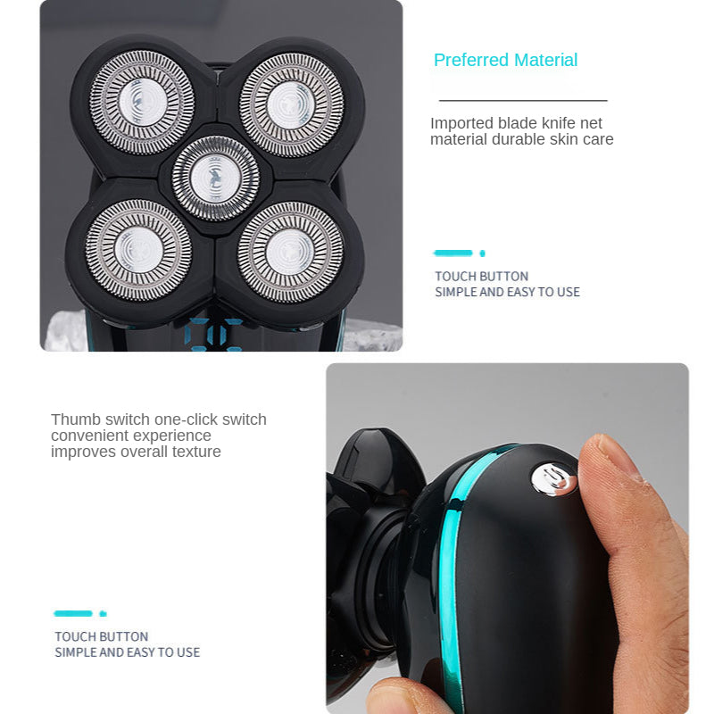 Electric Shaver Shaving Head Machine Five-Blade Self-Service Bald Head Rechargeable Waterproof Washing Razor - V.I.P Digital Presence