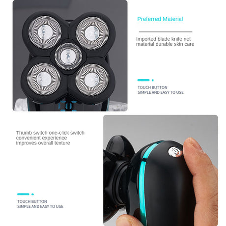Electric Shaver Shaving Head Machine Five-Blade Self-Service Bald Head Rechargeable Waterproof Washing Razor - V.I.P Digital Presence