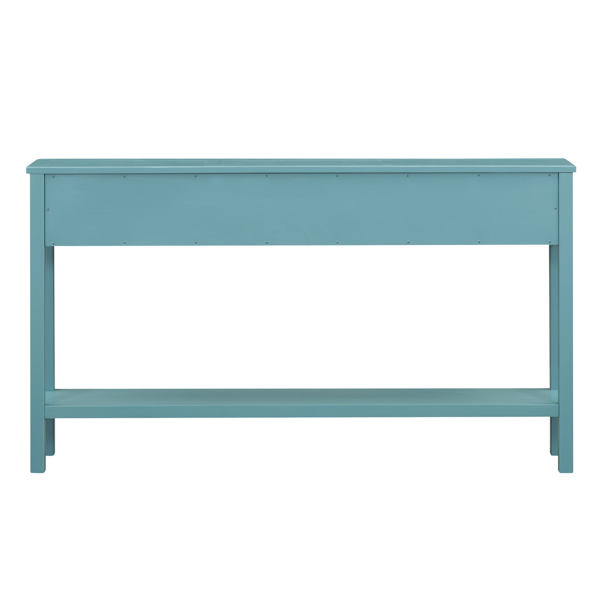 TREXM Rural Entrance Console Table 60 "Long Sofa Table with Two Different Size Drawers and Bottom Shelves for Storage (Turquoise