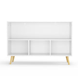 Kids bookcase with Collapsible Fabric Drawers Children's Book Display Toy Storage Cabinet Organizer White/Blue
