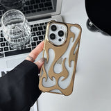Electroplated hollow flame pattern phone case suitable for iPhone 15 Pro, simple all inclusive, Apple 14 anti drop protective cover - V.I.P Digital Presence