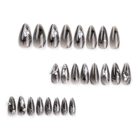 Bow wear manicure long almond nails fake nails - V.I.P Digital Presence