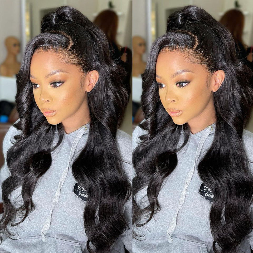 Long Body Wave Black Wig Synthetic Wigs for Black Women Middle Part Brown Cosplay Hairs - V.I.P Digital Presence
