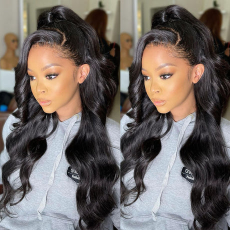 Long Body Wave Black Wig Synthetic Wigs for Black Women Middle Part Brown Cosplay Hairs - V.I.P Digital Presence