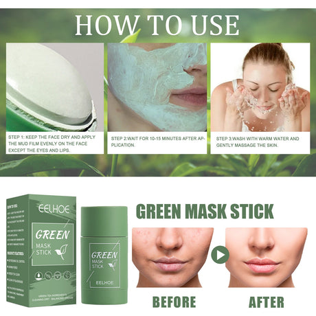 EELHOE Green Tea Solid Mask Deep Cleansing And Hydrating Mask Stick Shrinkage Of Pores Applicator Clay Mask - V.I.P Digital Presence