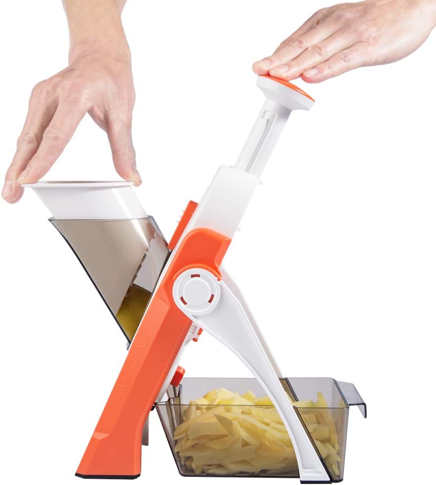Mandoline Slicer, Vegetable Cutter, Strips Julienne Dicer (Orange) - V.I.P Digital Presence