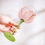 1 Piece Hand Painted Glass Goblet Cup Creative Red Wine Glasses Cup Flower Painted Stemware for Wedding Party Events - V.I.P Digital Presence