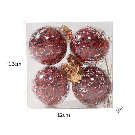 Christmas Ball Transparent PET Laser Silk Grass Ball Christmas Tree Pendant Decoration Props 4PCS per box - V.I.P Digital Presence