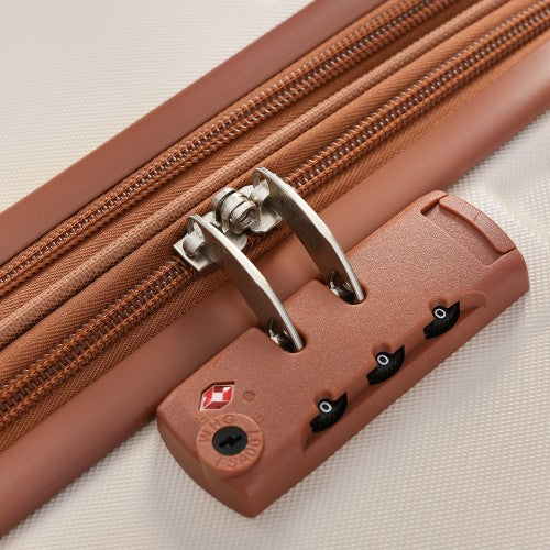 Luggage Sets New Model Expandable ABS Hardshell 3pcs Clearance Luggage (Beige and Brown)