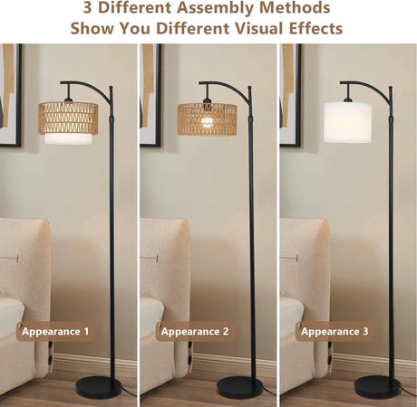 Arc Floor Lamp for Living Room with 3 Color Temperatures, Farmhouse Floor Lamps with Remote & Dimmable Bulb Office - V.I.P Digital Presence