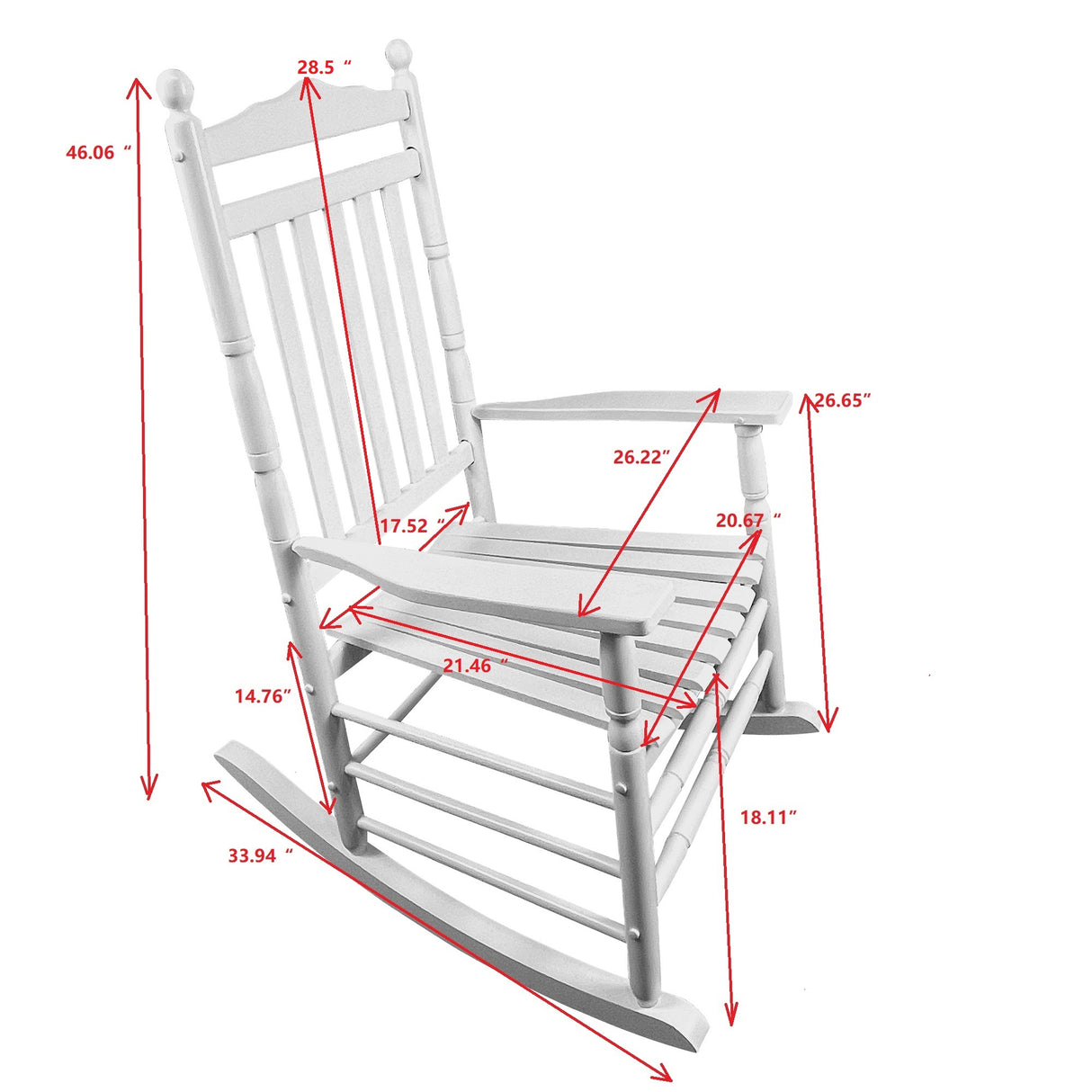 BALCONY PORCH ADULT ROCKING CHAIR   - WHITE