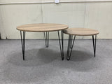 27.56'' Round Nesting Coffee Table Set of 2, Circular Nesting End Table Set  Sturdy Metal Base for Living Room, bedroom, Brown - V.I.P Digital Presence