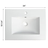 24 Inch Bathroom Ceramic Sink Basin, White - V.I.P Digital Presence