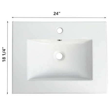 24 Inch Bathroom Ceramic Sink Basin, White - V.I.P Digital Presence