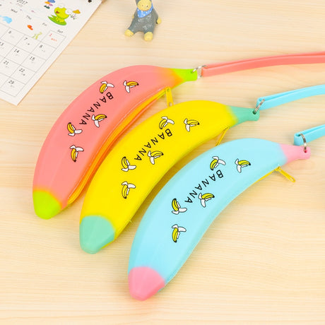 Simple Banana Green Onion Student Pencil Bag Super Cute Silicone Large Capacity Female Pencil Case Purse - V.I.P Digital Presence